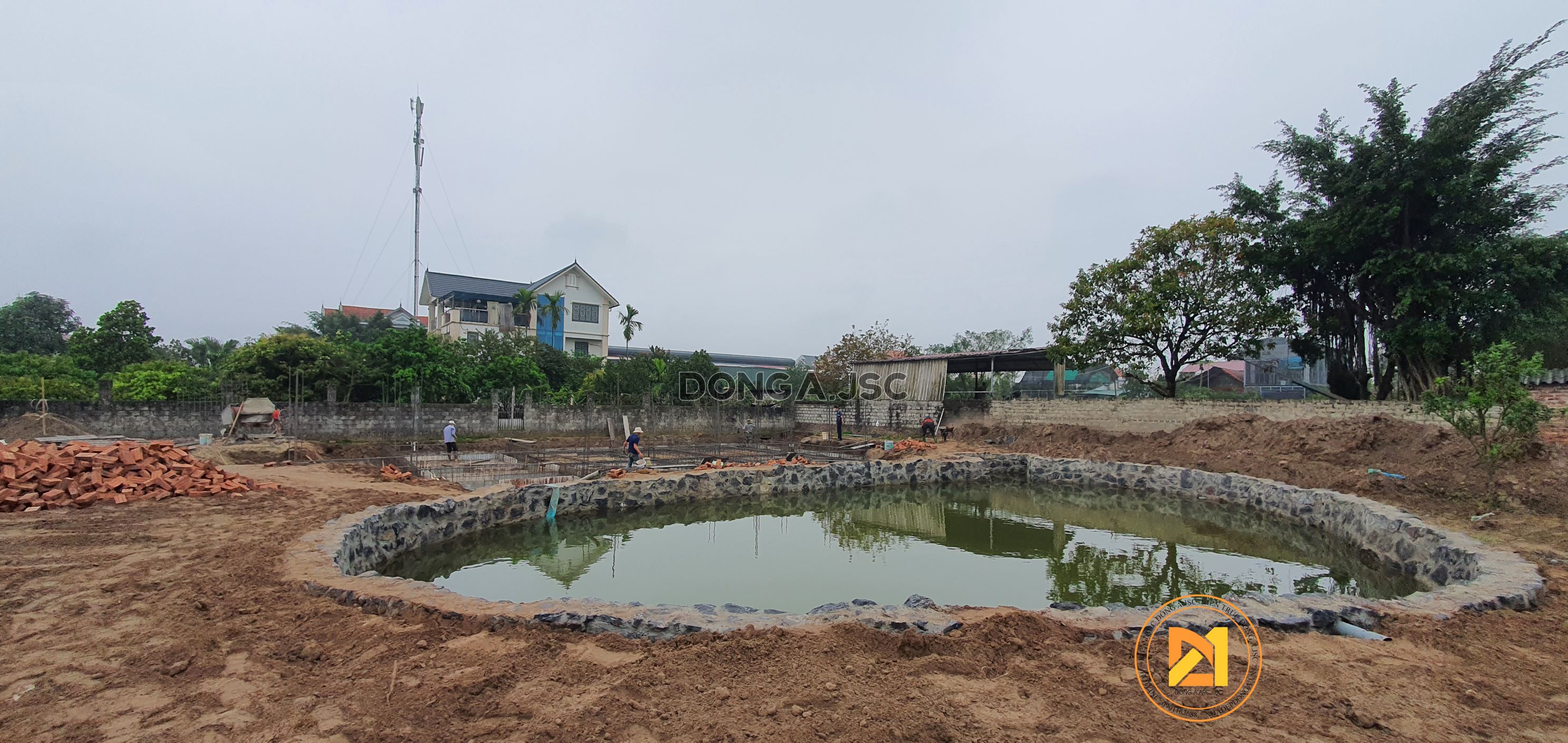 Hình ảnh thực tế thi công biệt thự vườn 1 hiện đại ở Thường Tín, Hà Nội